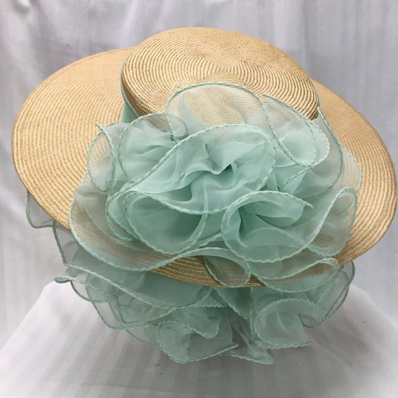 Beige Sonni Straw Hat with Mint Green Ruffles main image 7